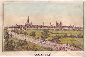 Augsburg: Kolorierte Lithographie. Blick auf die Stadt von Süden.