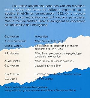 Pensée et actualités d'Alfred Binet. CahiersBinet-Simon 634.