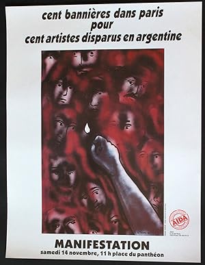 Cent bannières dans Paris pour cent artistes disparus en Argentine. Manifestation samedi 14 novem...