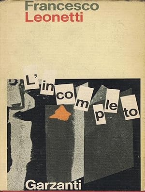 Immagine del venditore per L'incompleto. venduto da Libreria Antiquaria Freddi