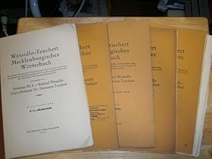 Imagen del vendedor de Mecklenburgisches Wrterbuch. Lieferung 1, 2, 3, 5 und 8. Mit Untersttzung der Mecklenburgischen Landesregierung, der Mecklenburgischen Landes-Universitts-Gesellschaft und der Deutschen Forschungsgemeinschaft herausgegeben von Richard Wossidlo und Hermann Teuchert. a la venta por NORDDEUTSCHES ANTIQUARIAT