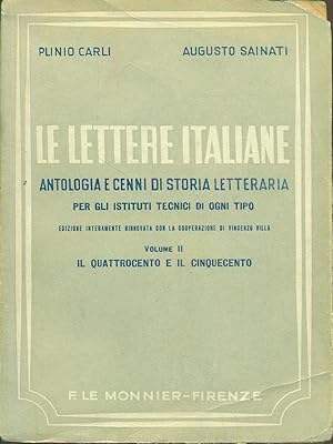 Bild des Verkufers fr Le lettere italiane volume II zum Verkauf von Librodifaccia