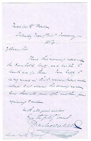 Seller image for Autographed letter signed ("Charles Dickens"). for sale by Kotte Autographs GmbH