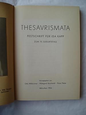 Thesaurismata : Festschrift fur Ida Kapp zum 70. Geburtstag
