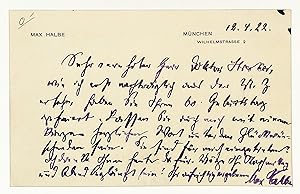 Seller image for Eigen. Briefkarte mit U. for sale by Eberhard Kstler Autographen&Bcher oHG
