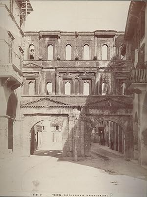 4 Gebäudeansichten von Verona. Palazzo Bevilacqua, Pallazzo Pompei, Santa Maria in Organo, Porta ...
