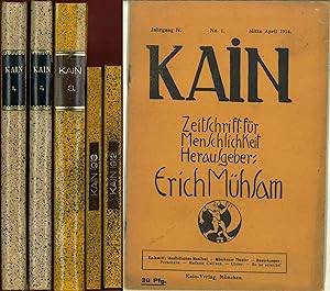 Bild des Verkufers fr Kain. Zeitschrift fr Menschlichkeit. Jahrgang I, No. 1, April 1911 bis No. 12, Mrz 1912 sowie beigebunden: Abel. Zeitschrift fr Sklaverei, Fasching 1912; Jahrgang II, No. 1, April 1912 bis No. 12, Mrz 1913; Jahrgang III, No.1, April 1913 - No. 12, Mrz 1914; Jahrgang IV, No. 1, Mitte April 1914. zum Verkauf von Antiquariat Weinek