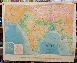 G.W. Bacon Wall Atlas of India - Contours