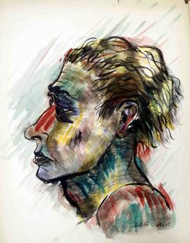 Multicolored Woman in Profile