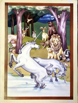 Immagine del venditore per Two Unicorns with Jungle Animals. venduto da Wittenborn Art Books