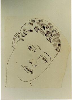 Untitled, 1956 [Male portrait], Photograph of a work by Warhol. With Photocopy of Certificate of ...