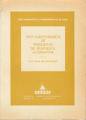 Imagen del vendedor de CUERPO ADMINISTRATIVO DE LA ADMINISTRACIN CIVIL DEL ESTADO: TEST-CUESTIONARIOS DE PREGUNTAS DE RESPUESTA ALTERNATIVA a la venta por Librera Vobiscum