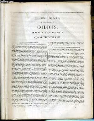 Bild des Verkufers fr SACRATISSIMI PRINCIPIS, CODICIS, REPETITAE PREALECTIONIS CONSTITUTIONES III - TEXTE EXCLUSIVEMENT EN LATIN. zum Verkauf von Le-Livre