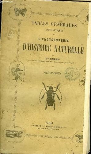 Seller image for TABLES GENERALES ALPHABETIQUES DE L'ENCYCLOPEDIE D'HISTOIRE NATURELLE - COLEOPTERES. for sale by Le-Livre