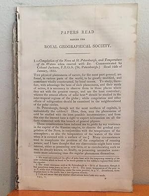 Image du vendeur pour Congelation Of The Neva At St. Petersburgh And Temperature Of Its Waters When Covered With Ice mis en vente par Legacy Books II