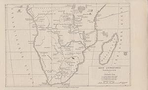 orig. Holzstich Forschungsreisen in Südafrika Karte - Südafrika Namibia