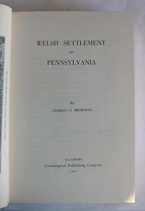 Immagine del venditore per Welsh Settlement of Pennsylvania. venduto da Monkey House Books