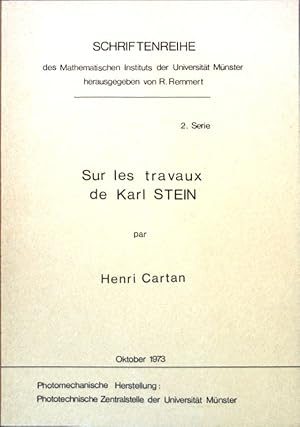 Imagen del vendedor de Sur les travaux de Karl Stein; Schriftenreihe des Mathematischen Instituts der Universitt Mnster, 2. Serie; a la venta por books4less (Versandantiquariat Petra Gros GmbH & Co. KG)