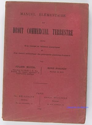 Seller image for Manuel lmentaire de droit commercial terrestre for sale by Librairie du Bassin