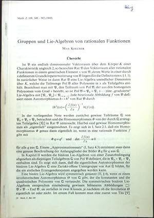 Seller image for Gruppen und Lie-Algebren von rationalen Funktionen; Sonderdruck aus: Math. Z. 109; for sale by books4less (Versandantiquariat Petra Gros GmbH & Co. KG)