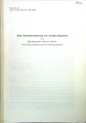 Bild des Verkufers fr Eine Charakterisierung der Jordan-Algebren; Sonderdruck aus: Math. Annalen 148; zum Verkauf von books4less (Versandantiquariat Petra Gros GmbH & Co. KG)