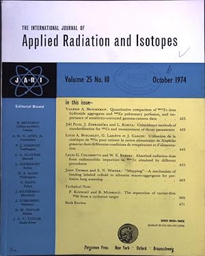 Imagen del vendedor de Mopping" A cenanism of binding labeled colloid to albumin macro-aggregates for perfusion lung scanning; in: Vol. 25 No. 10 The International Journal of Applied Radiation and Isotopes; a la venta por books4less (Versandantiquariat Petra Gros GmbH & Co. KG)