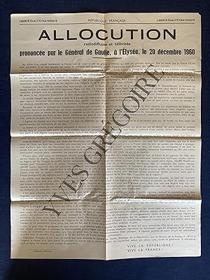 AFFICHE "ALLOCUTION RADIODIFFUSEE ET TELEVISEE PRONONCEE PAR LE GENERAL DE GAULLE, A L'ELYSEE, LE...