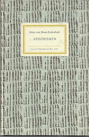 Bild des Verkufers fr Aphorismen. zum Verkauf von Versandantiquariat Alraune