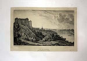 Bild des Verkufers fr Vue de Saumur prise de la hauteur des Moulins" - Chateau Saumur Anischt vue view Lithographie Litho Dagnan Loire France zum Verkauf von Antiquariat Steffen Vlkel GmbH