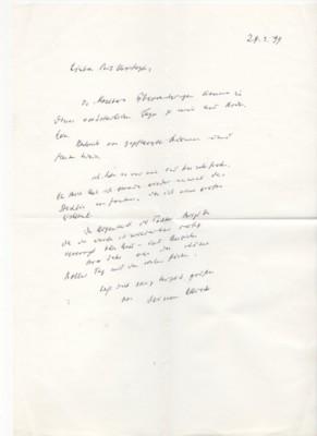 handschriftlicher Brief vom 29.09.1999 an Pfarrer Paul Christoph Sachse.