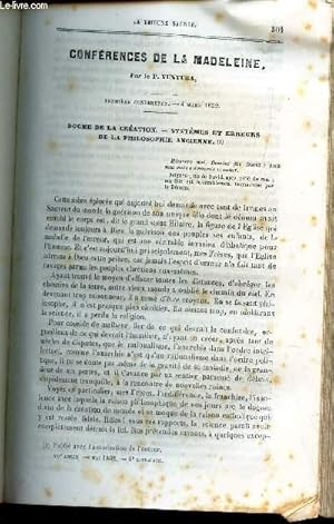 Immagine del venditore per Conferences de la Madeleine - 1ere conference : dogme de la creation - systemes et erreurs de la philosophie ancienne /Conferences preches a Notre Dame de Bordeaux : 3e conference. / / confrences de controverse populaire - 4e conference : Objections . venduto da Le-Livre