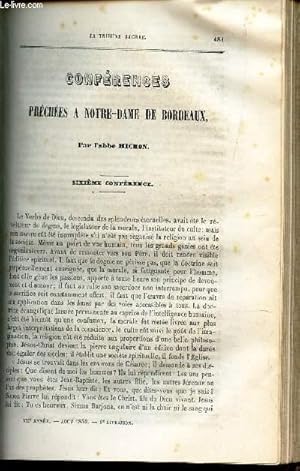 Immagine del venditore per Congferences preches a Notre Dame de Bordeaux : 6e conference / Discours sur la divinit de l'Eglise / Sermon sur le respect humain pour la fete du Martyre de St Jean-Baptiste. venduto da Le-Livre