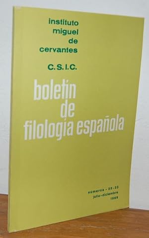 Imagen del vendedor de Instituto Miguel de Cervantes (C.S.I.C.) BOLETN DE FILOLOGA ESPAOLA. Ao IX. Nm.32-33 - 1969 a la venta por EL RINCN ESCRITO
