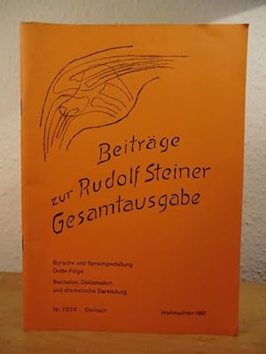 Imagen del vendedor de Beitrge zur Rudolf Steiner Gesamtausgabe. Doppelnummer 73 / 74 (Weihnachten 1981) a la venta por Antiquariat Weber