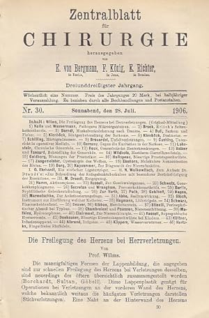 Die Freilegung des Herzens bei Herzverletzungen. IN: Zbl. Chir., 33/30, S. 817-818, 1906, Br.