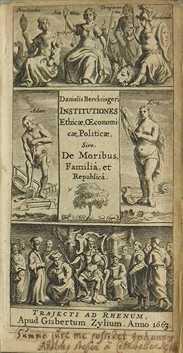 Imagen del vendedor de Institutiones Ethico-Oeconomico-Politicae: sive de moriibus, familia, republica. a la venta por Antiquariat Tresor am Roemer