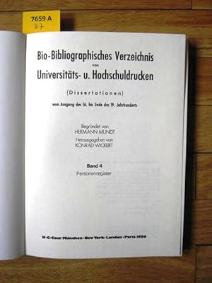 Personenregister. Bio-bibliographisches Verzeichnis von Universitäts- und Hochschuldrucken (Disse...
