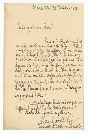 Imagen del vendedor de Eigenh. Brief mit U. a la venta por Antiquariat INLIBRIS Gilhofer Nfg. GmbH