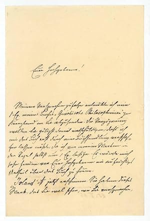 Imagen del vendedor de Eigenh. Brief mit U. ("J. C. Poestion"). a la venta por Antiquariat INLIBRIS Gilhofer Nfg. GmbH