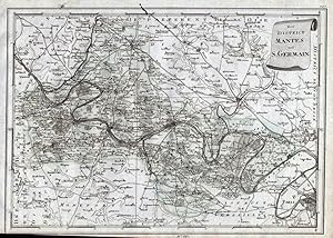 Bild des Verkufers fr Der District Mantes und S. Germain - Mantes-la-Jolie Saint-Germain-en-laye - carte gravure map Karte engraving. zum Verkauf von Antiquariat Steffen Vlkel GmbH