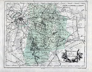 Bild des Verkufers fr Das Departement der Flsse Seine und Marne - Seine-et-Marne Provins Melun Meaux - carte gravure map Karte engraving. zum Verkauf von Antiquariat Steffen Vlkel GmbH