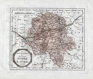 Bild des Verkufers fr Das Departement der Flsse Indre et Loire Nr. 736 - Indre-et-Loire Tours Loches Chinon - carte gravure map Karte engraving. zum Verkauf von Antiquariat Steffen Vlkel GmbH