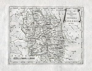 Bild des Verkufers fr Das Departement des Gebirges Lozere Nr. 767 - Lozere Florac Mende Marvejols Allenc - carte gravure map Karte engraving. zum Verkauf von Antiquariat Steffen Vlkel GmbH