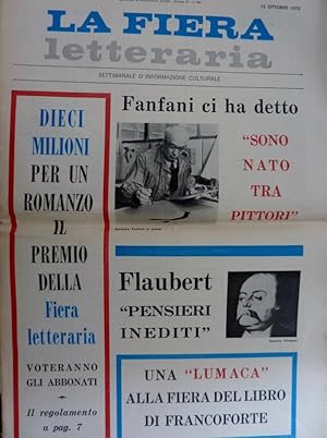 LA FIERA LETTERARIA Settimanale d'informzione culturale Anno XLVIII n.° 42 15 Ottobre 1972