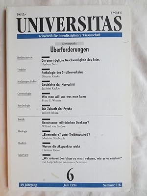 Universitas : Zeitschrift für interdisziplinäre Wissenschaft ; 49. Jahrgang, Heft 6 ; Schwerpunkt...