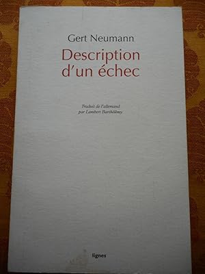 Imagen del vendedor de Description d'un echec - Roman traduit de l'allemand par Lambert Barthelemy a la venta por Frederic Delbos