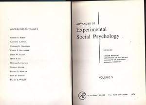 Bild des Verkufers fr Advances in Experimental Social Psychology. Volume 5. zum Verkauf von Ant. Abrechnungs- und Forstservice ISHGW