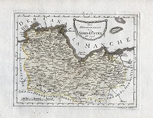 Bild des Verkufers fr Das Departement der Nord Ksten Nr. 798" - Cotes d Armor Saint Brieuc Lamballe Lannion Dinan carte gravure map Karte engraving zum Verkauf von Antiquariat Steffen Vlkel GmbH