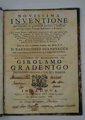 Novissima Inventione per dissegnare con grandissima facilità, e prestezza Horologi Solari, Italia...