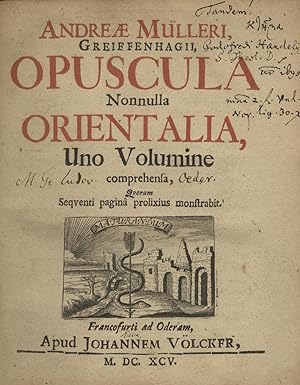 Bild des Verkufers fr Opuscula Nonnulla Orientalia (NINE PARTS IN ONE VOLUME). zum Verkauf von FOLIOS LIMITED